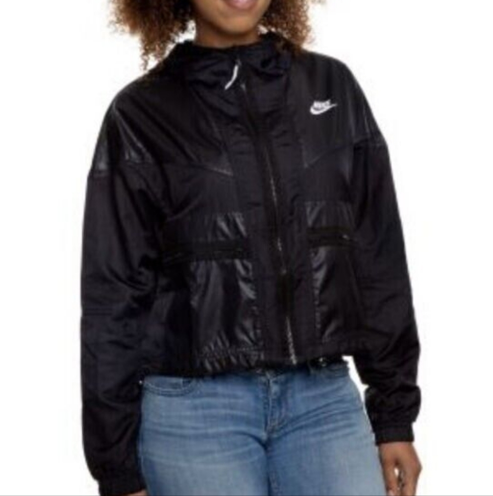 Nike Black Windrunner Cargo Utility Hooded Zip Jacket